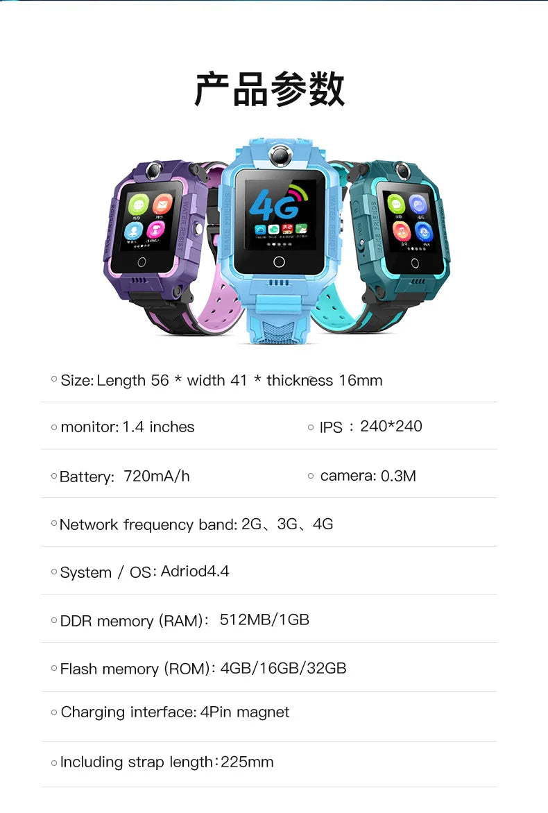 4G kids Smart Watch SOS Waterproof Sim Card Smartwatch for Children Boy Child Watch Girl LBS Location Tracker Clock Phone Call