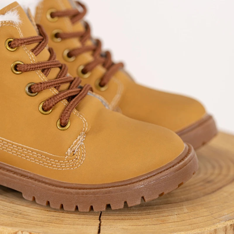 New Children's Winter Boots for Boy Warm Outdoor Girls Fashion Ankle Boots Solid Color Versatile Kids Causal School Cotton Boots