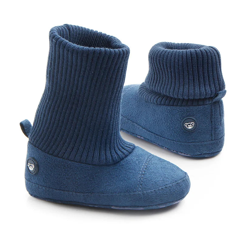 2024 Winter Baby Boots, Infant Girls Boys Warm Fashion Solid Shoes with Fuzzy Balls First Walkers Kid Shoes 0-18M High Quality