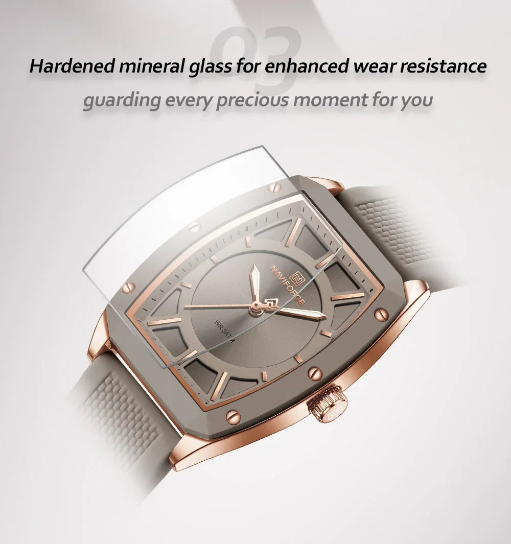 NAVIFORCE NF5049 Women Quartz Watches Silicone Strap Student Sports Watch Big Dial Simple Tonneau Waterproof Wristwatches