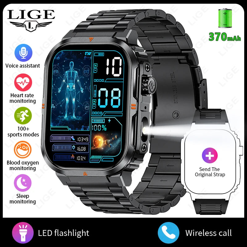 LIGE New Men Bluetooth Call Smart Watch Heart Rate Health Monitor Smart Watches IP68 Waterproof Women Smartwatch For Android IOS