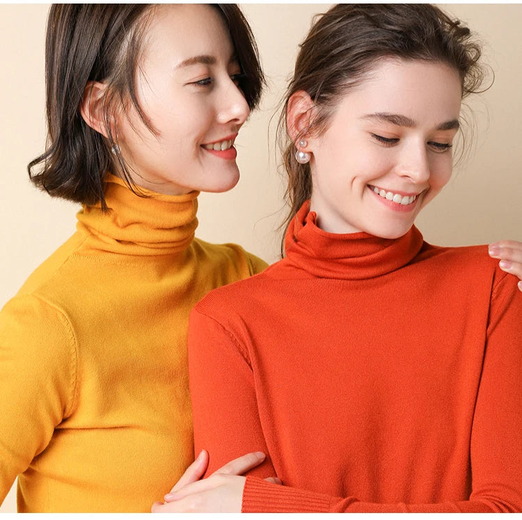 2026 Women Sweater Femme Autumn Turtleneck Sweater Pink Soft Material Women White Sweater jumper Pullovers Tricot Pull Femme
