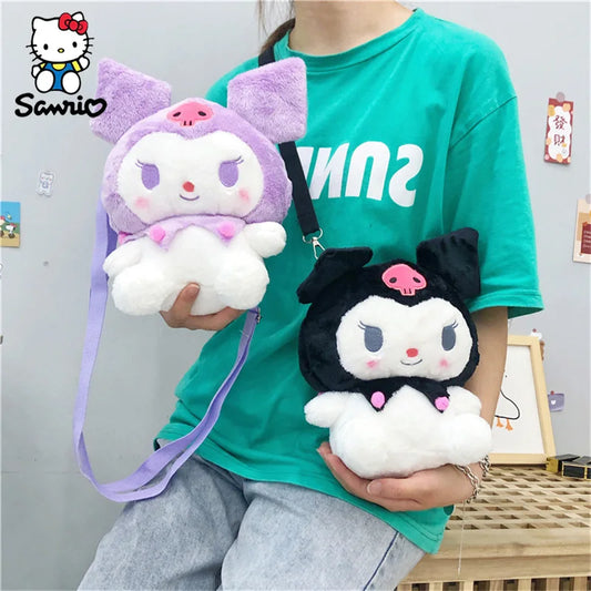 Sanrio Plush Bag Cartoon Anime Kuromi Backpack Plushies Kawaii Stuffed Plush Shoulder Bag Messenger Bag For Girls Children Gifts