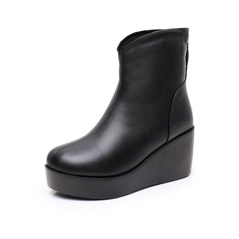 GKTINOO 2026 New Autumn Winter Women Shoes Woman Genuine Leather Wedges Snow Boots Height Increasing Short Women Boots Platform
