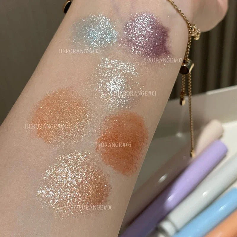 Punk Purple Metallic Eyeshadow Stick Waterproof Lasting Pearlescent Glitter Eye Shadow Highlight Eyeshadow Fine Shiny Eye Makeup
