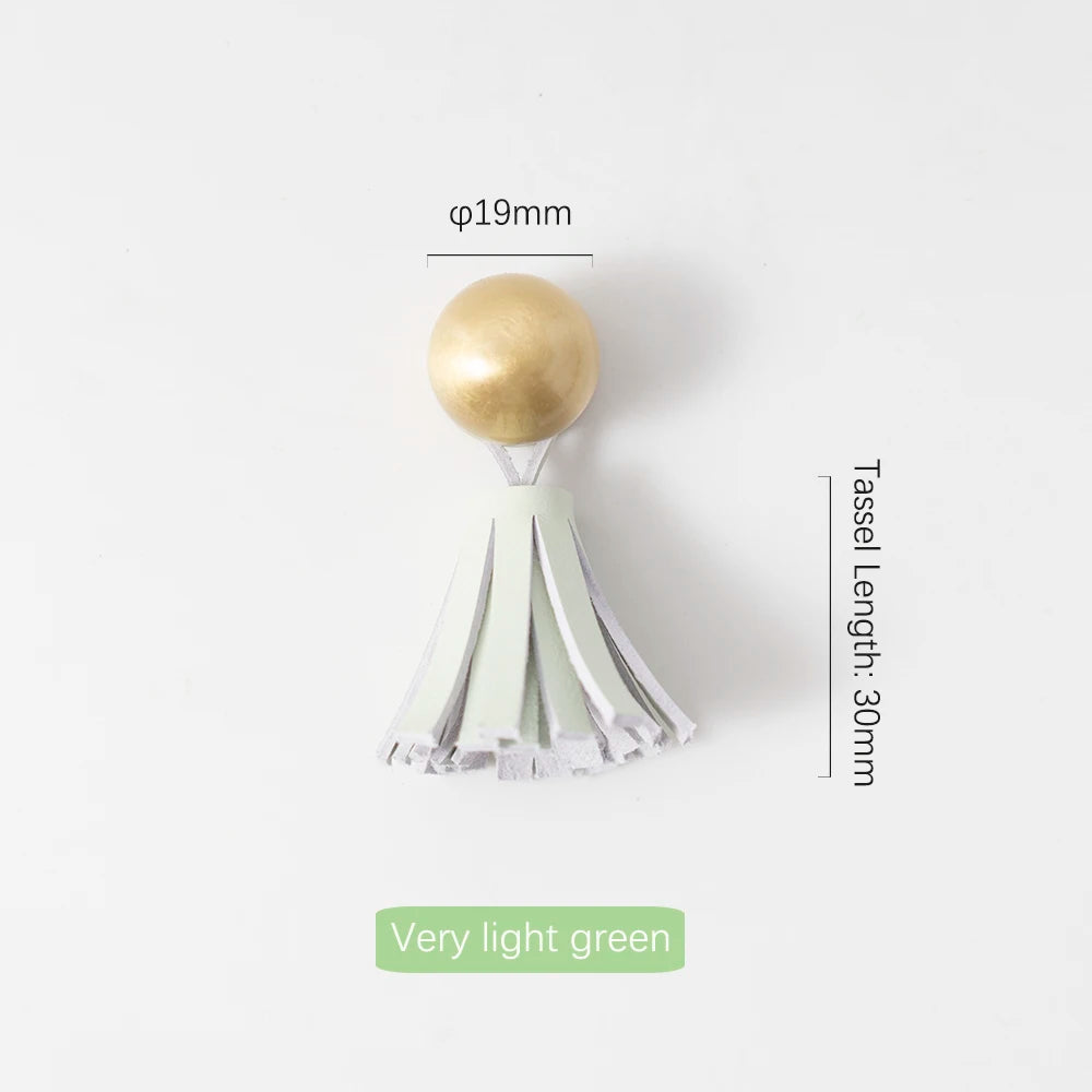 Cute Leather Tassel Knob for Kids Room Pink Cabinet Knobs Wardrobe Dresser Drawer Knobs Kitchen Cupboard  Single Hole