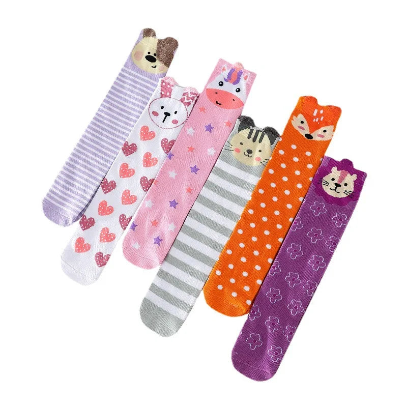 Calcetines para niñas de 3 a 12 años, calcetines hasta la rodilla de algodón, calcetines largos encantadores hasta la rodilla para niños, calcetines de baile para niños, calcetines para niñas y bebés