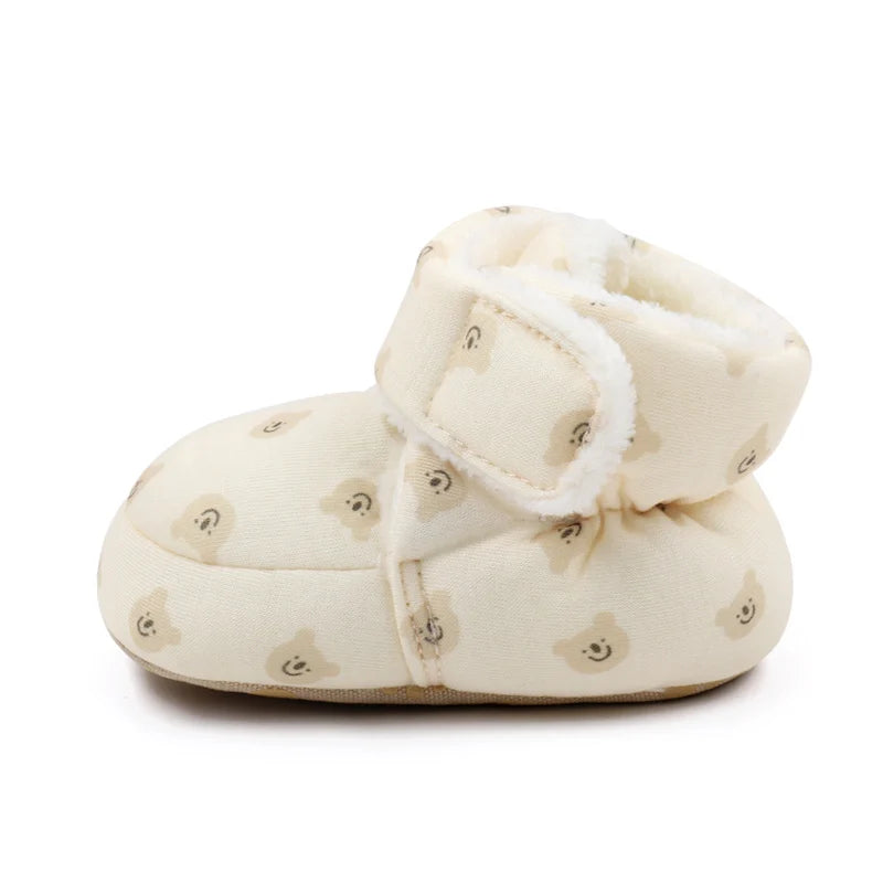 2024 Winter Baby Boots, Infant Girls Boys Warm Fashion Solid Shoes with Fuzzy Balls First Walkers Kid Shoes 0-18M High Quality