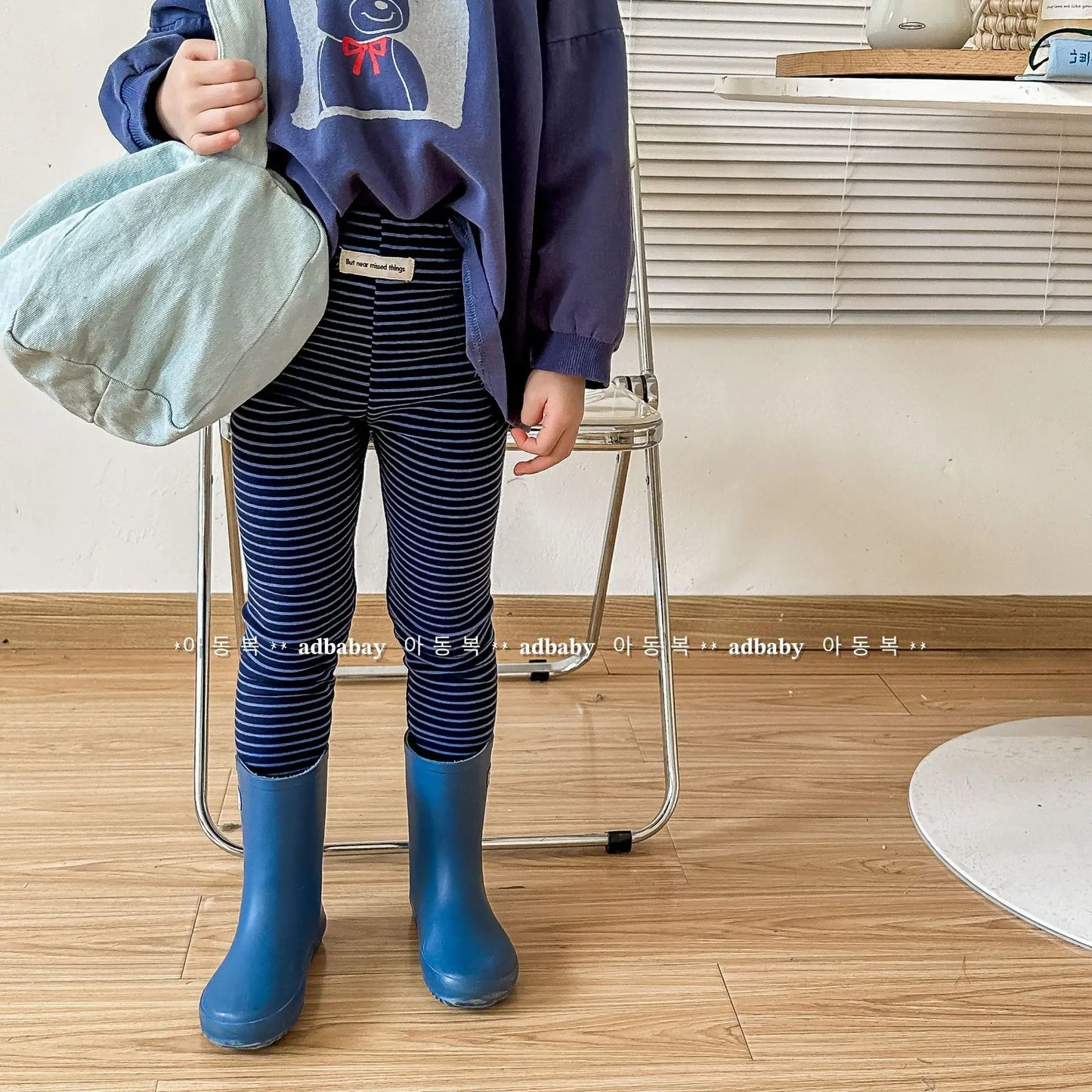 2023 New Spring Children Striped Leggings Cotton Boys Casual Pants Fashion Girls Leggings Kids Trousers Baby Clothes