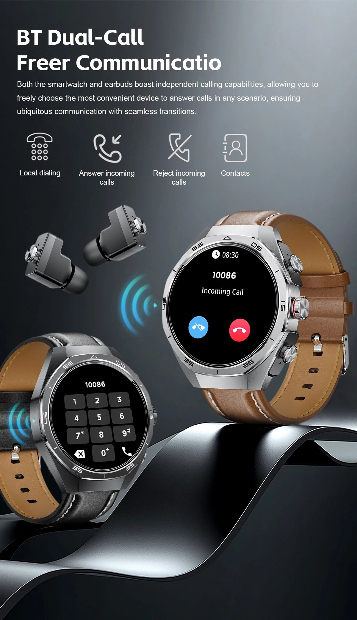 2026 New Smart Watch Men TWS 2-in-1 Bluetooth Earphones With Built-in Speaker HIFI  1.53HD SCreen Bluetooth Call IP67 Waterproof