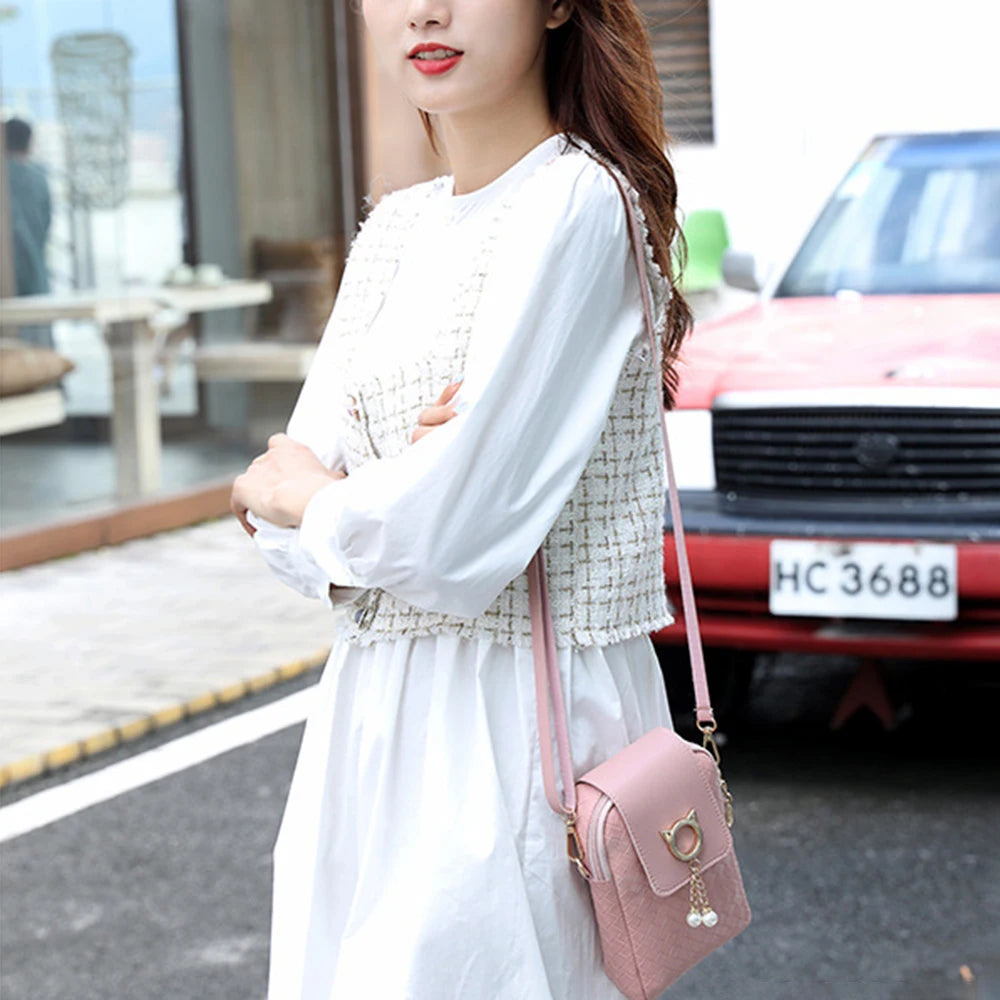 Fashion Ladies Mobile Phone Bag Mini Pu Leather Crossbody Bag Shoulder Bags Wallet Casual Mobile Phone Messenger Bag