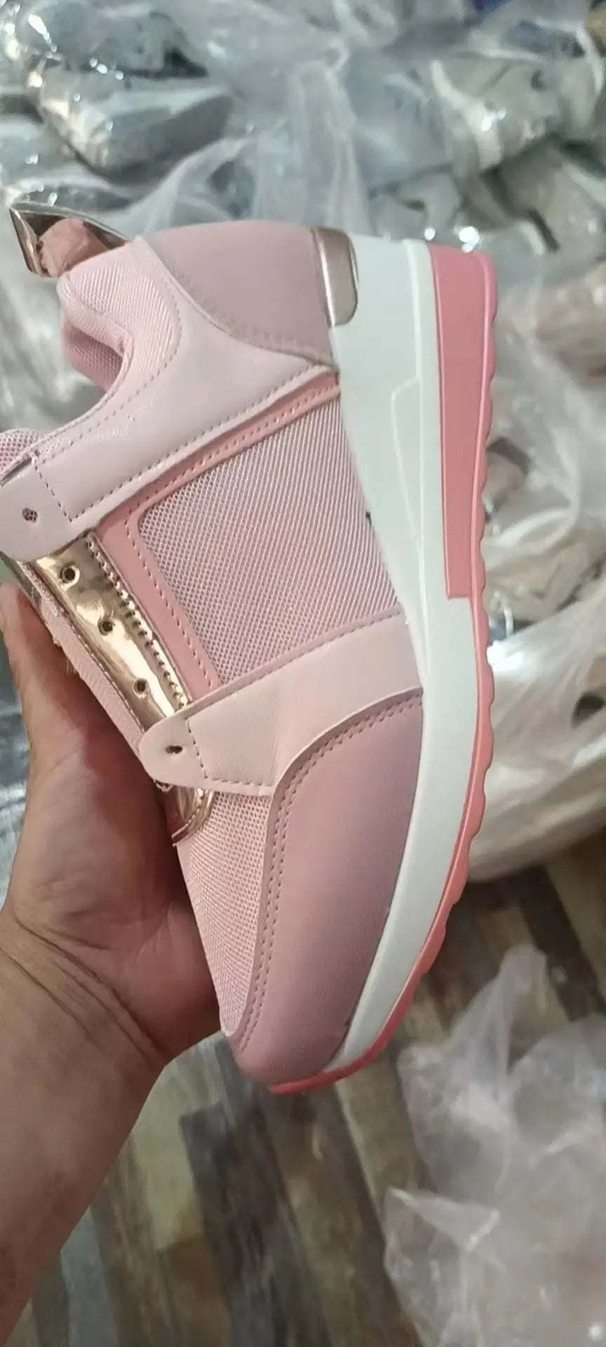 Women's Sneakers Platform Casual Shoes Solid Color Vulcanized Shoes Lace-Up Lightweight Tennis Shoe Wedges Plus Size Women Shoes