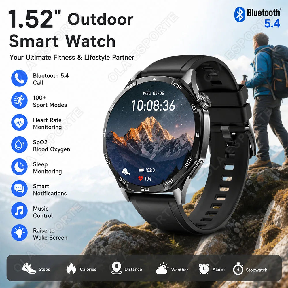 Men Smart Watch 1.52" HD Screen Bluetooth 5.4 Wireless Call Information Reminder Health Monitor Smart Watch IP68 Waterproof HT30