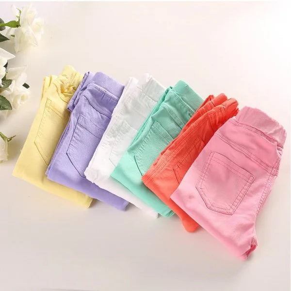 3-12-year-old girls pencil pants elastic baby Leggings 2024 new slim fit children's Leggings solid color imitation jeans