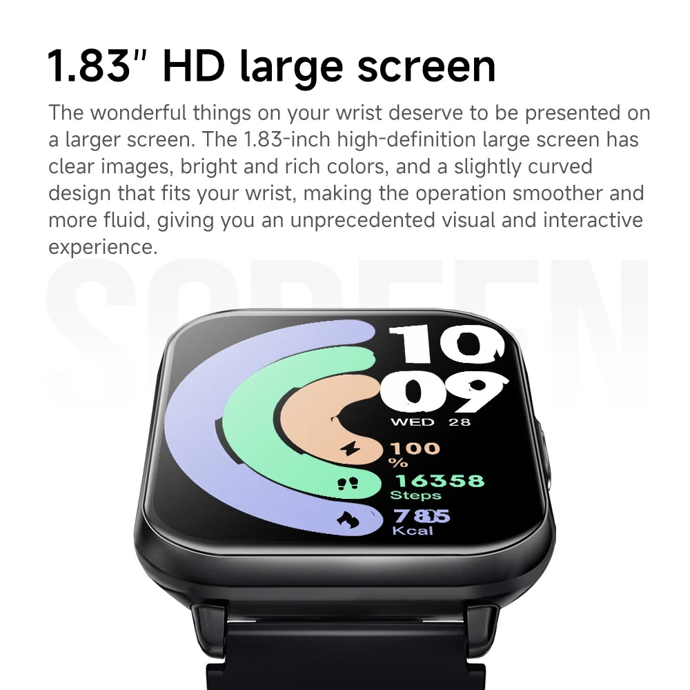KUMI M2 Smart Watch 1.83" HD Screen ChatGPT 100+ AI Watch Faces 2ATM Bluetooth Calling 100+ Sports Modes Health Monitoring