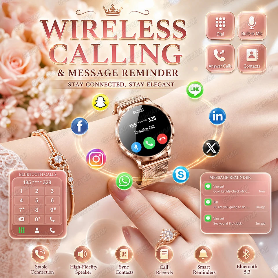 2026New Smart Watch For Women 466*466 AMOLED Display Fitness Monitor Bracelet Ladies' Gift BT Call Digital Clock For Android IOS