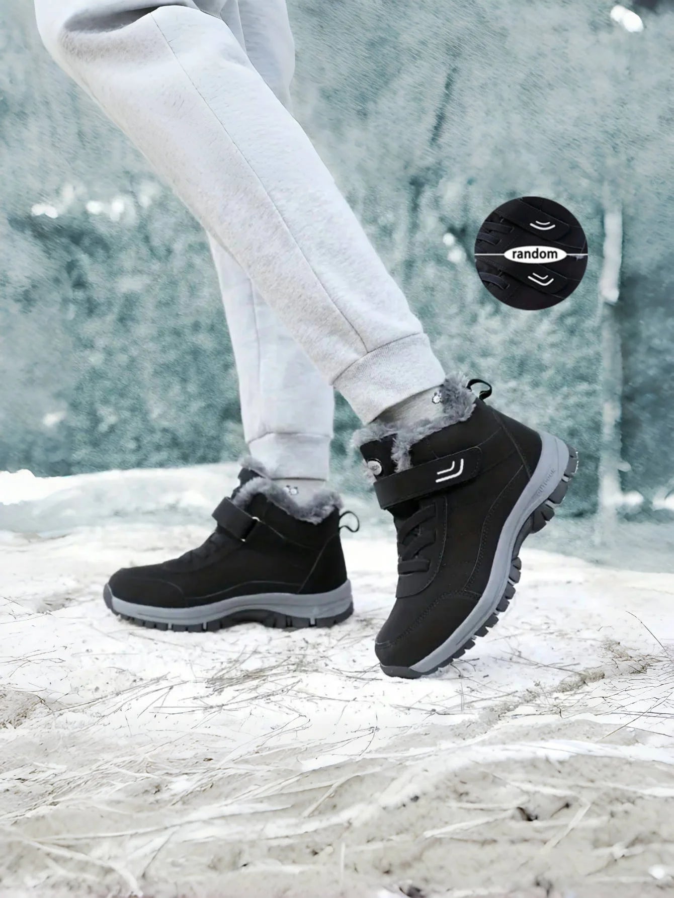 Fleece-Lined Warm Winter Snow Boots, Anti-Slip Shock-Absorbing, Stain-Resistant, Stylish Versatile Unisex Casual Shoes