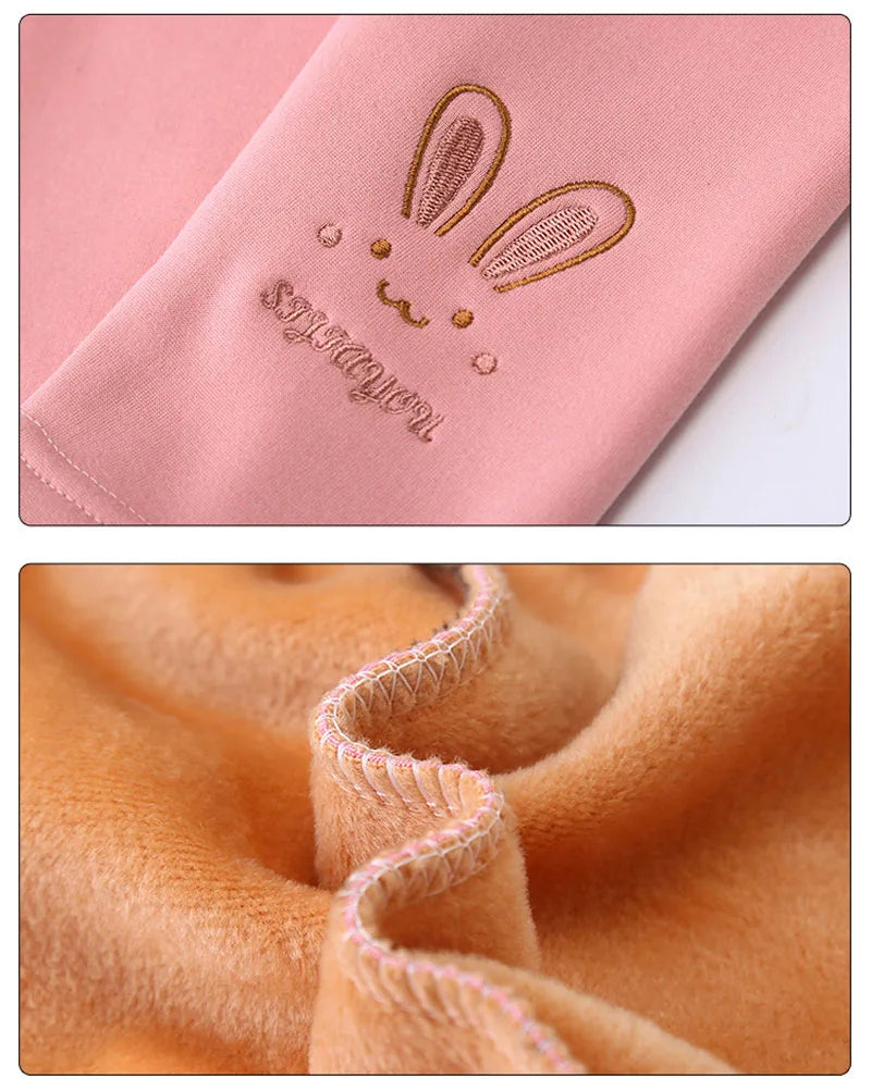 Girls Leggings Autumn Winter Thick Warm Plus Cute Fond Rabbit Children Kids Baby Bottom Part Pants