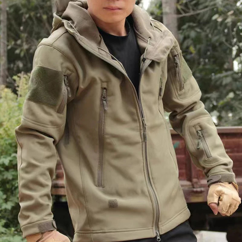 Men Cargo Autumn Winter Fleece Sharkskin Hiking Jackets Tactical Military Army Climbing Trekking Casual Trainning Camping Coat