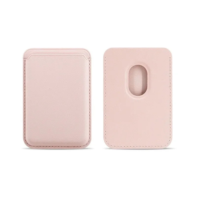 Magnetic Leather Card Sleeve Card holder for Phone 17 16 15 14 13 12, Men & Women Adhesive Back Case, Portable Card Pocket Cover