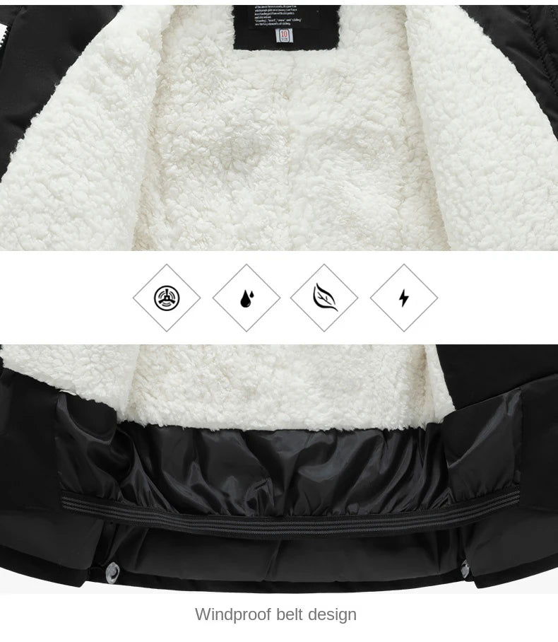 Winter children's skiing suit for boys and girls, windproof and waterproof thick coat for warmth and snow playing equipment