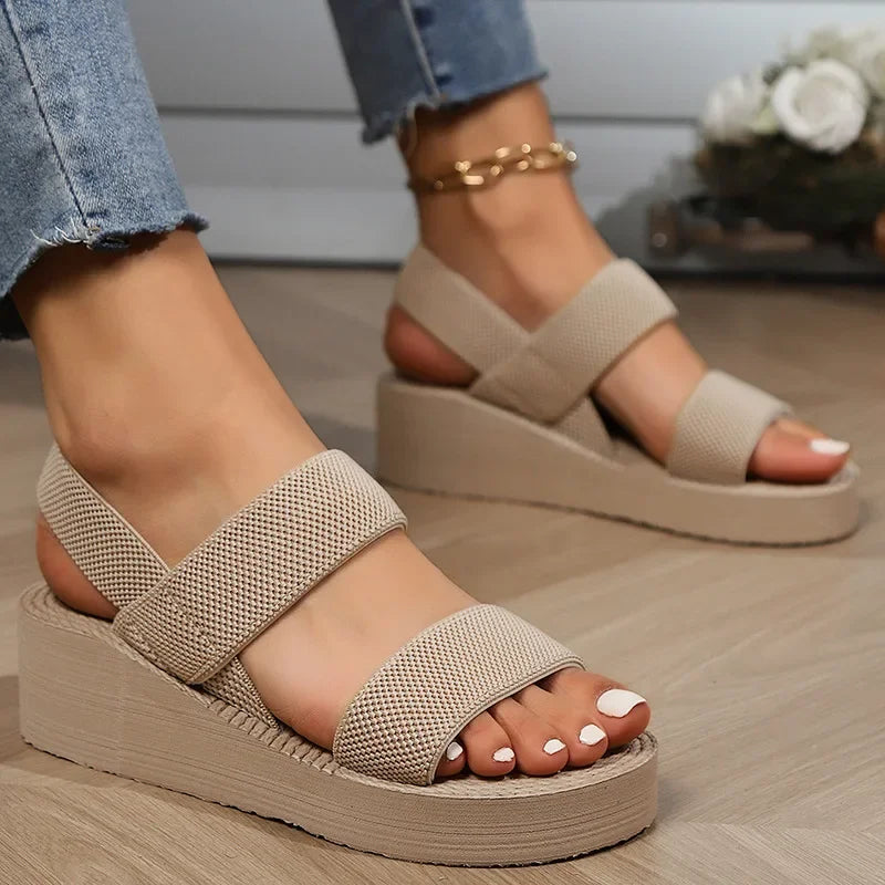 Minimalist Slingback Wedge Sandals Outdoor Summer Lightweight Slides Solid Color Thick Bottom Ladies Shoes Female Sandals