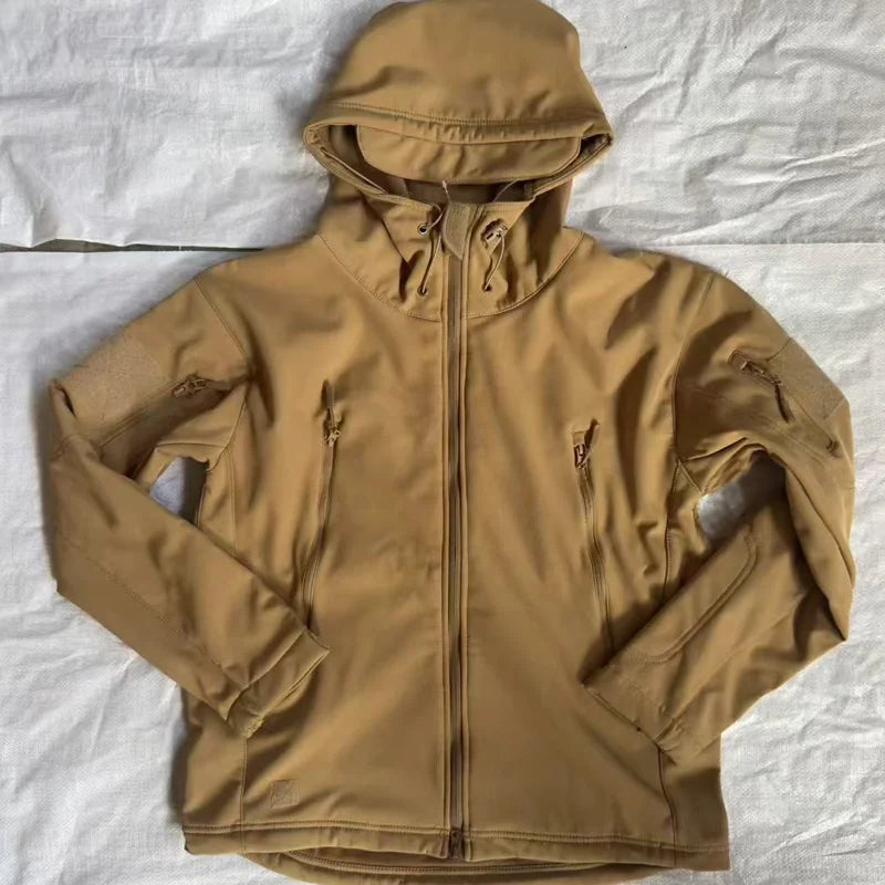 Men Winter Autumn Fleece Tactical Parkas Waterproof Cargo Jackets Windbreak Hiking Camping Climbing Softshell Casual Hood Coats