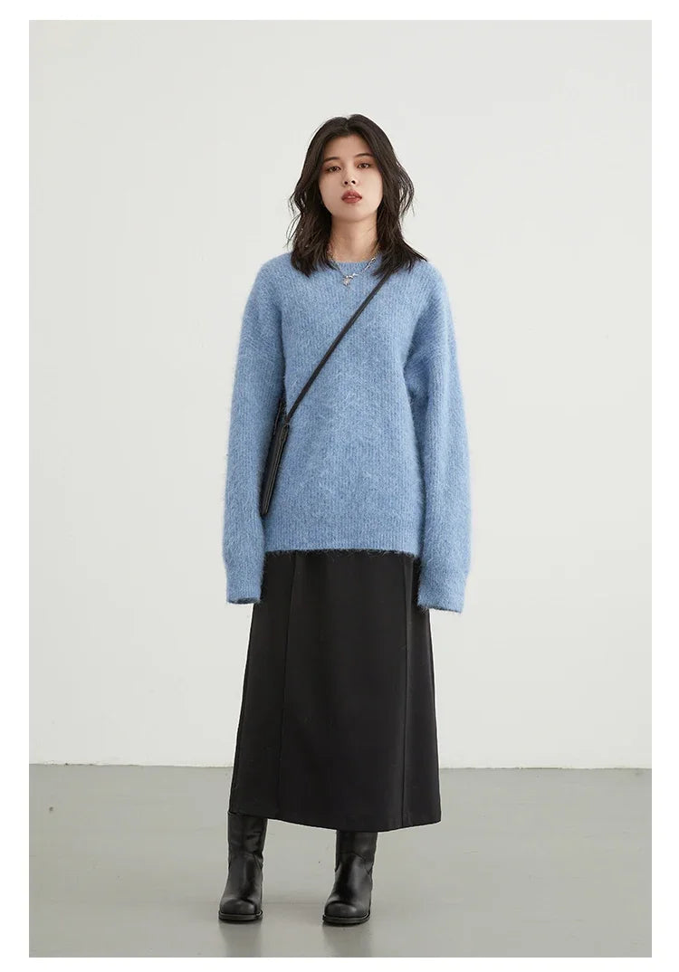 CHIC VEN Women Sweater Long Sleeve Pullover Solid Loose O Neck Soft Alpaca Female Tops Woman Knitwear Jumpers Spring Autumn 2024