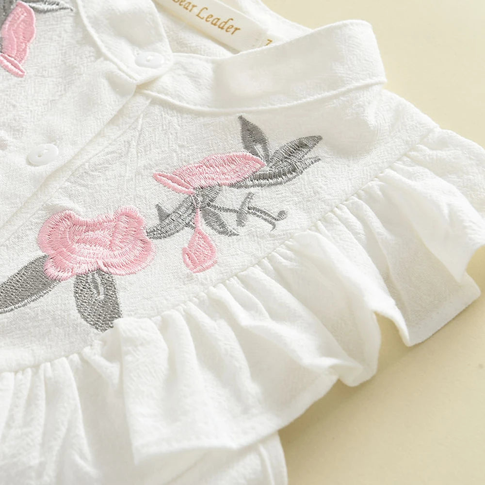 Bear Leader Girls' Clothing Set 2025 Summer New Casual Children's Embroidered Sleeveless Shirt+Shorts Set Girls' Baby Clothing
