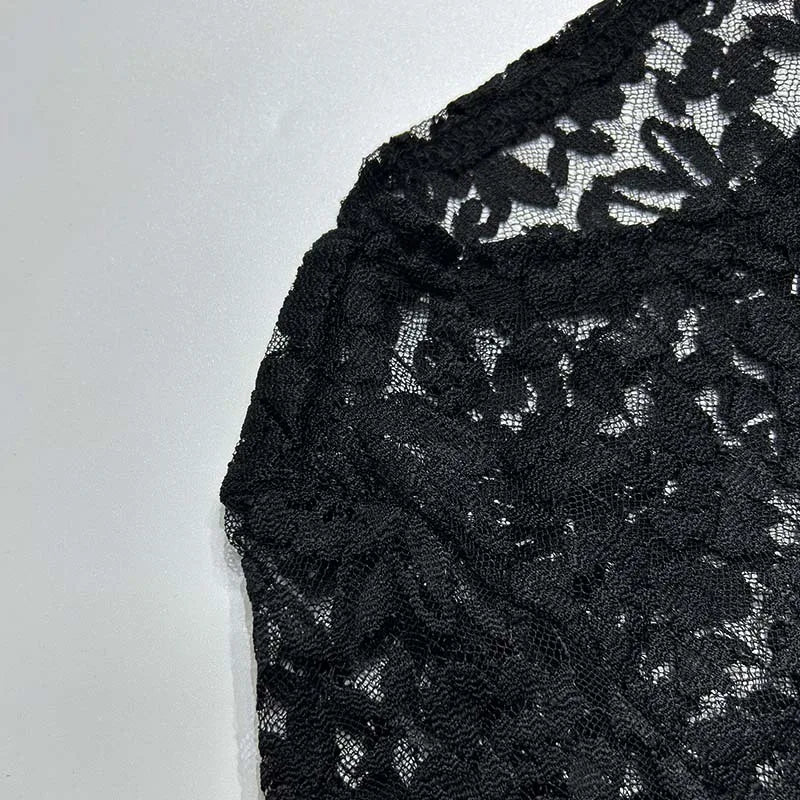 New Spring and Summer Fashion Crew Neck Women's Lace Long Sleeve Dress Elegant Sheer Sexy Slim-fitting Casual Women's Long Dress