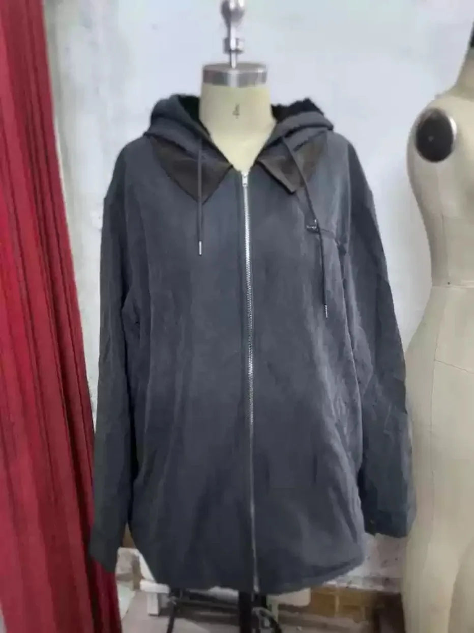 Jacket man 2026 casual coat casual European exclusive solid-color hooded cotton casual men's wear fleece zipper pocket jackets