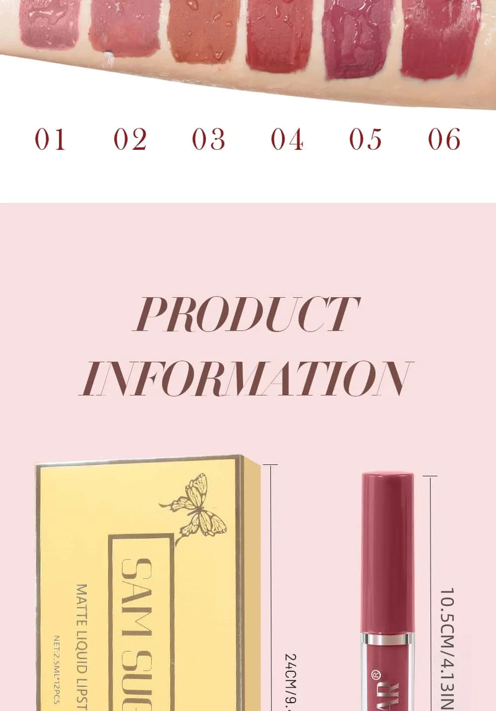 Velvet Matte Lip Kit, Waterproof, Smudge-Proof, Smooth Application, Long-Lasting Makeup Effect