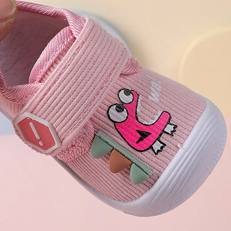 0-36 Months Infant Toddler Shoes Walking with Sound Light Baby Girl Pink Cute Shoes Newborn Boy Soft Sneakers Cartoon Print