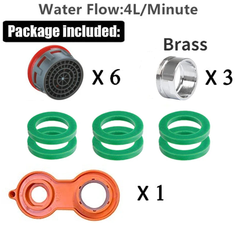 24mm Faucet Aerator Replacement, Water Saver Spout Filter Kitchen Tap Aerators Kit(6 Pieces)  Faucet Adapter Bathroom