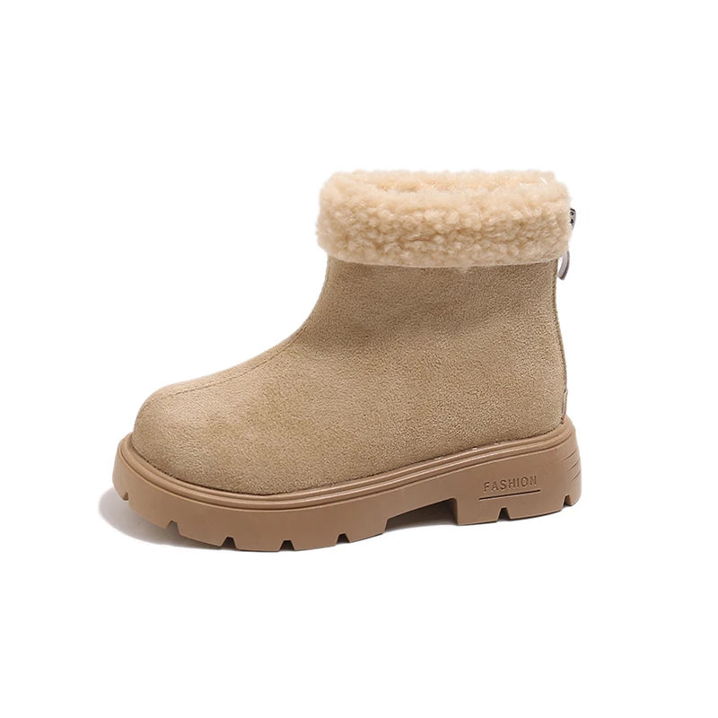 Children's Winter Boots 2025 New Girls Classic School Ankle Boots Outdoor Warm Plush Fashion Kids Simple Platform Cotton Boots
