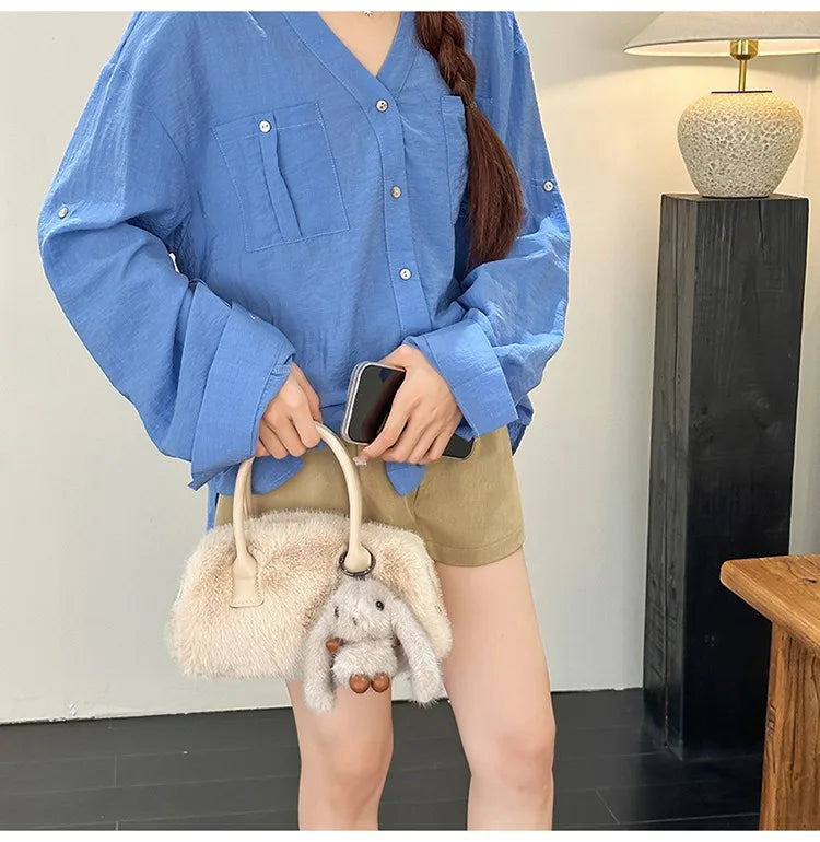 autumn and winter cute plush handbag women's 2025 new fashion versatile shoulder messenger bag
