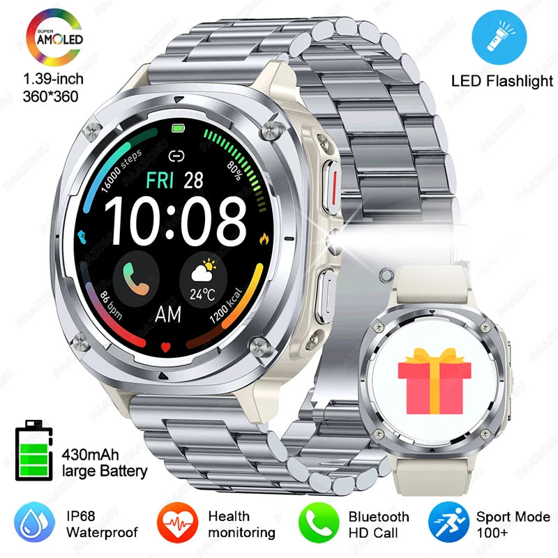 NEW Watch 7 Ultra Smart Watches IP68 Waterproof Bluetooth Call Heart Rate LED Flashlight Outdoor Smartwatch for Android iOS