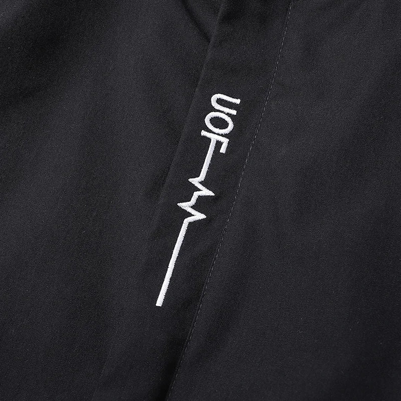 Men Hiking Jacket Spring Autumn Streetwear Fashion Hooded Jacket Casual Zip Up Loose Coat Outdoor Jogging Activewear Windbreaker