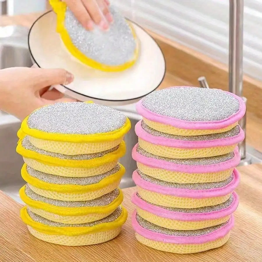 4/1pc Kitchen Cleaning Sponges And Scrubbing Brushes - Durable Washable Yellow Polyester Dishcloth With Textured Surface, Suitable For Sinks, Stoves, Cookware, Etc., Multi-Functional Cleaning Tools For Bedroom, Kitchen
