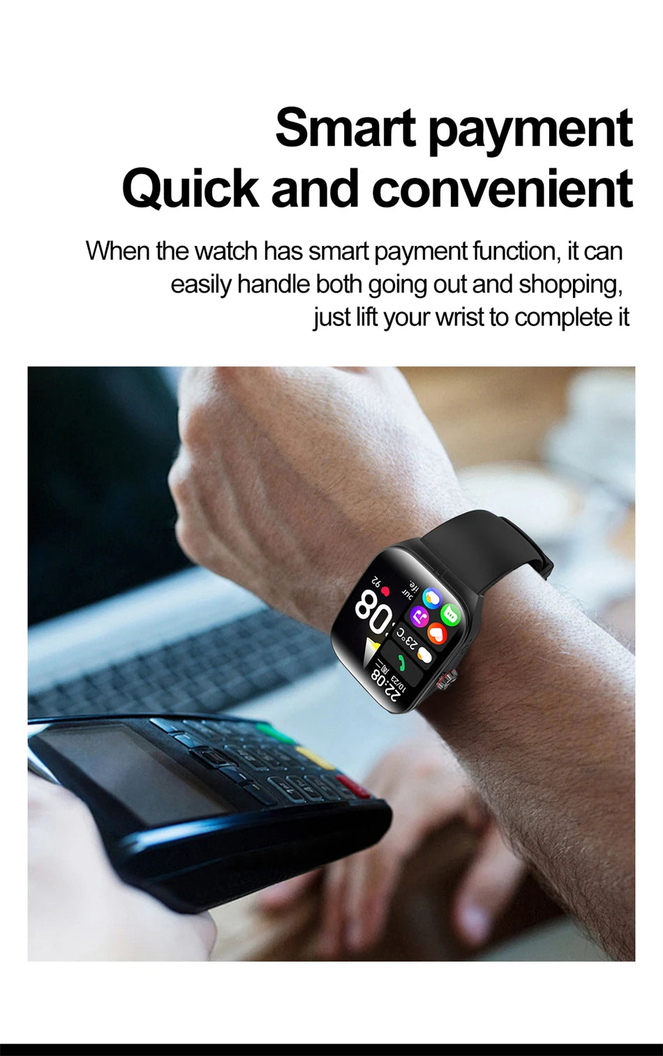 Smart Watch 1.95''AMOLED Curved Display BT Call NFCHeart Rate Monitor Multi-Sport Modes Fitness Tracker Smartwatch for Men Women