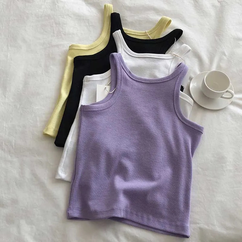 2025 Women Tank Tops Sexy Cropped Top Female Women Summer Camisole Camis Black White Sport Clothes For Women