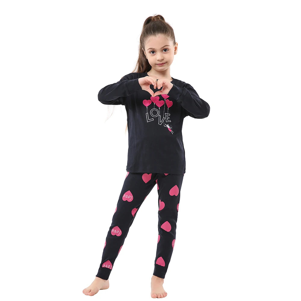 Girls Pajamas Sets Kids Cotton Full Sleeve Pyjamas 2Pcs Top Shirts+Pants Clothing Children's Sleepwear Loungewear