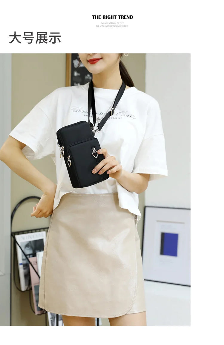 Waterproof Nylon Mobile Phone Versatile Mini Bag Purses Women's Shoulder Cross Body Messenger Bag