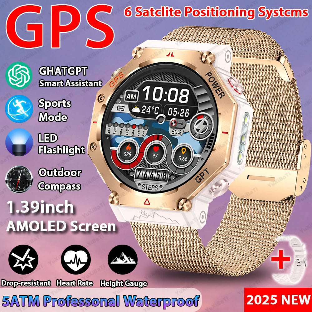 2025 New ChatGPT AI assistant Smart Watch 5ATM Waterproof GPS Built-in Dual-band GNSS Compass Sport Smartwatch Men Woman