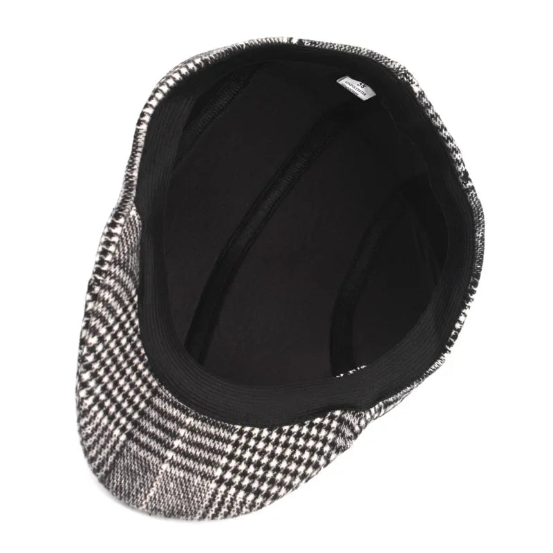 Men's Cotton Plaid Berets Caps for Men Women Middle-Aged Autumn Winter Hats Boina Herringbone Newsboy Baker Tweed Boy Hat