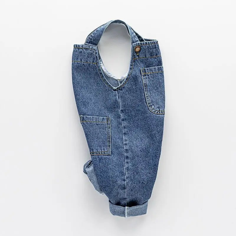 New Children Clothes Baby Girls Boys Overalls Solid Brief Style Toddler Denim Overol Jumpsuits