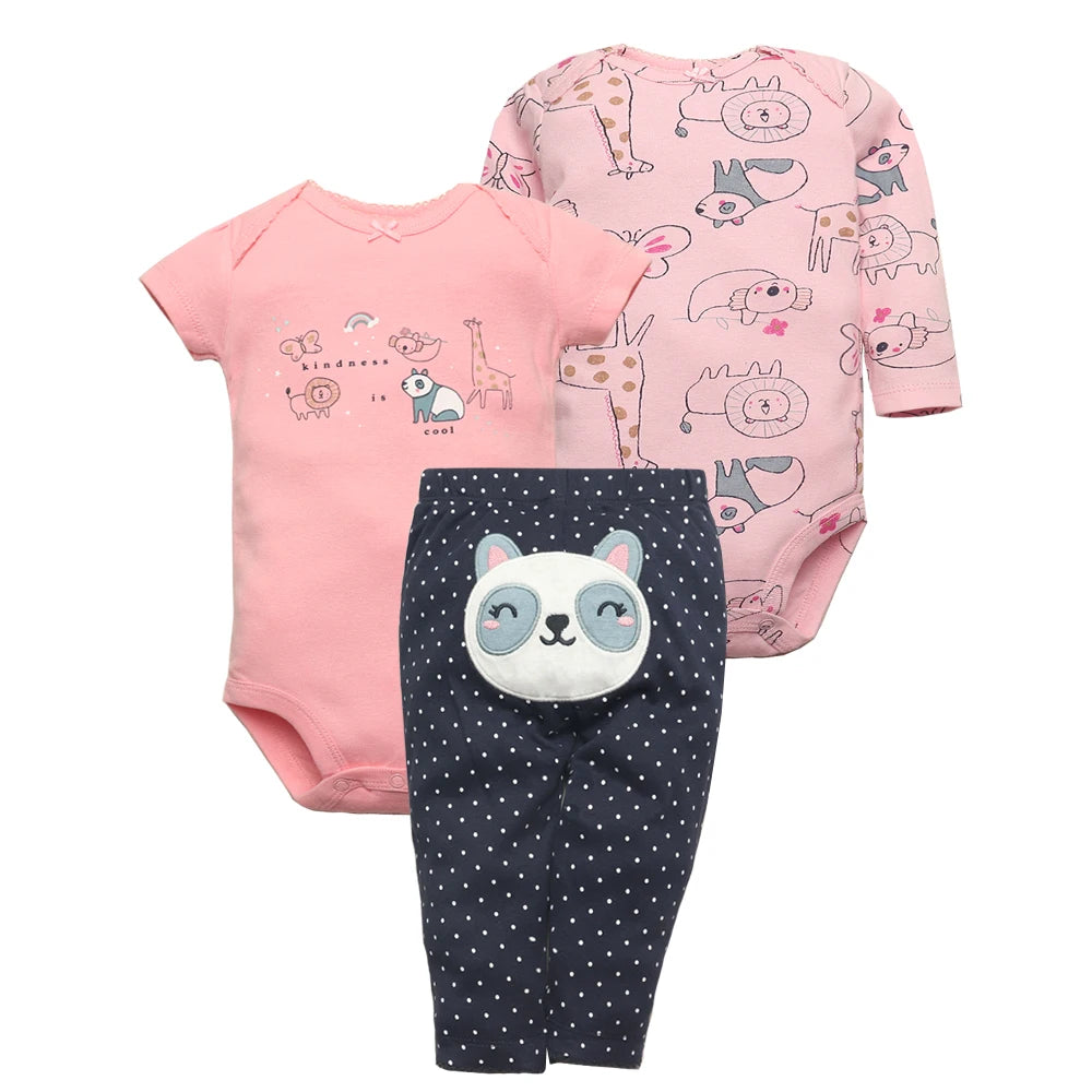 Monos y pantalones para bebé, ropa de algodón para recién nacido, conjuntos de ropa para niña de 0 a 24 meses, mono de verano, 3 uds.