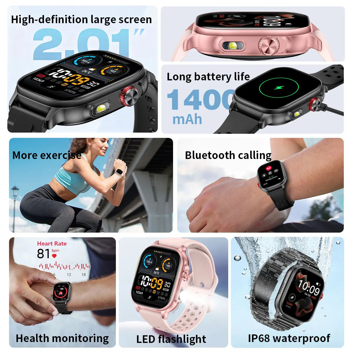 2026 New Men's and Women's Smartwatches, Fitness Trackers, Wireless Calling, IPX8 Waterproof, Activity Pedometers, Birthday Gift