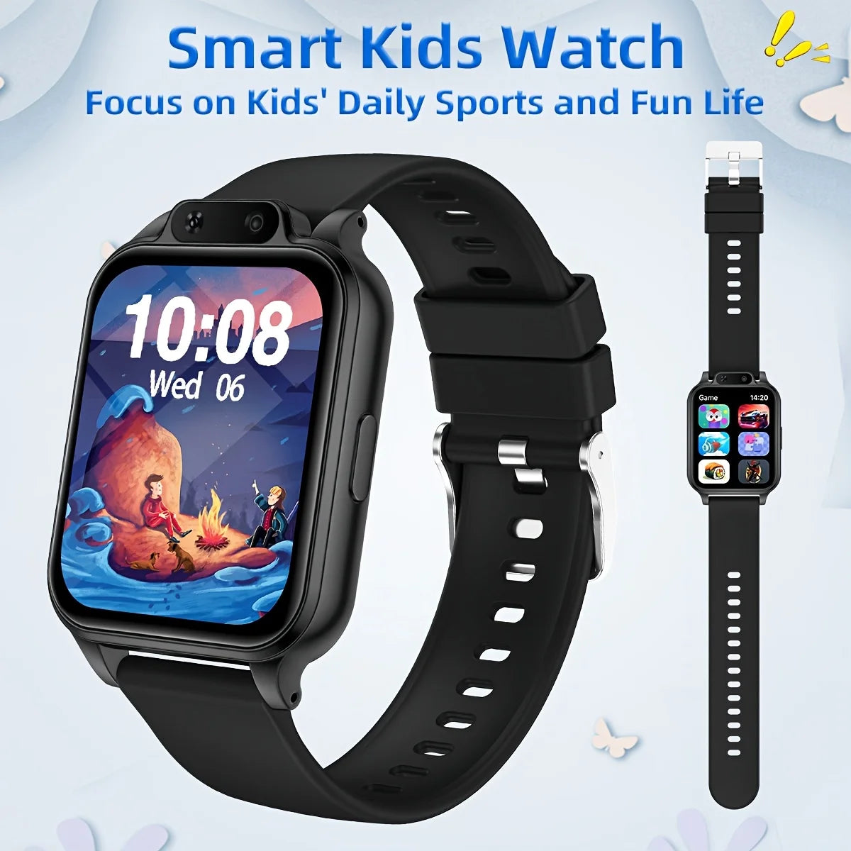 A Smartwatch Featuring a Front-Facing Camera, an Emergency Flashlight, 18 Engaging Educational Games