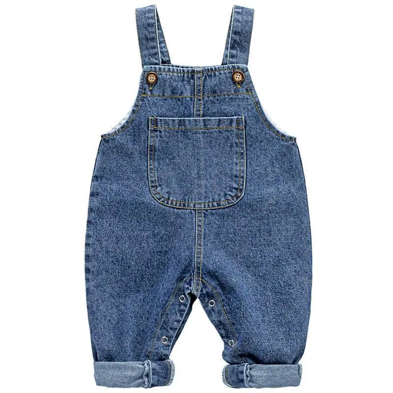 New Children Clothes Baby Girls Boys Overalls Solid Brief Style Toddler Denim Overol Jumpsuits